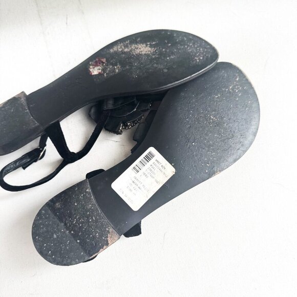 giuseppe zanotti T Strap  Rhinestone Floral Flats 6 - Picture 9 of 9